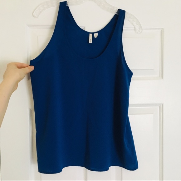 *SOLD Nordstrom Frenchi Deep Blue Chiffon Tank Top - Picture 2 of 7